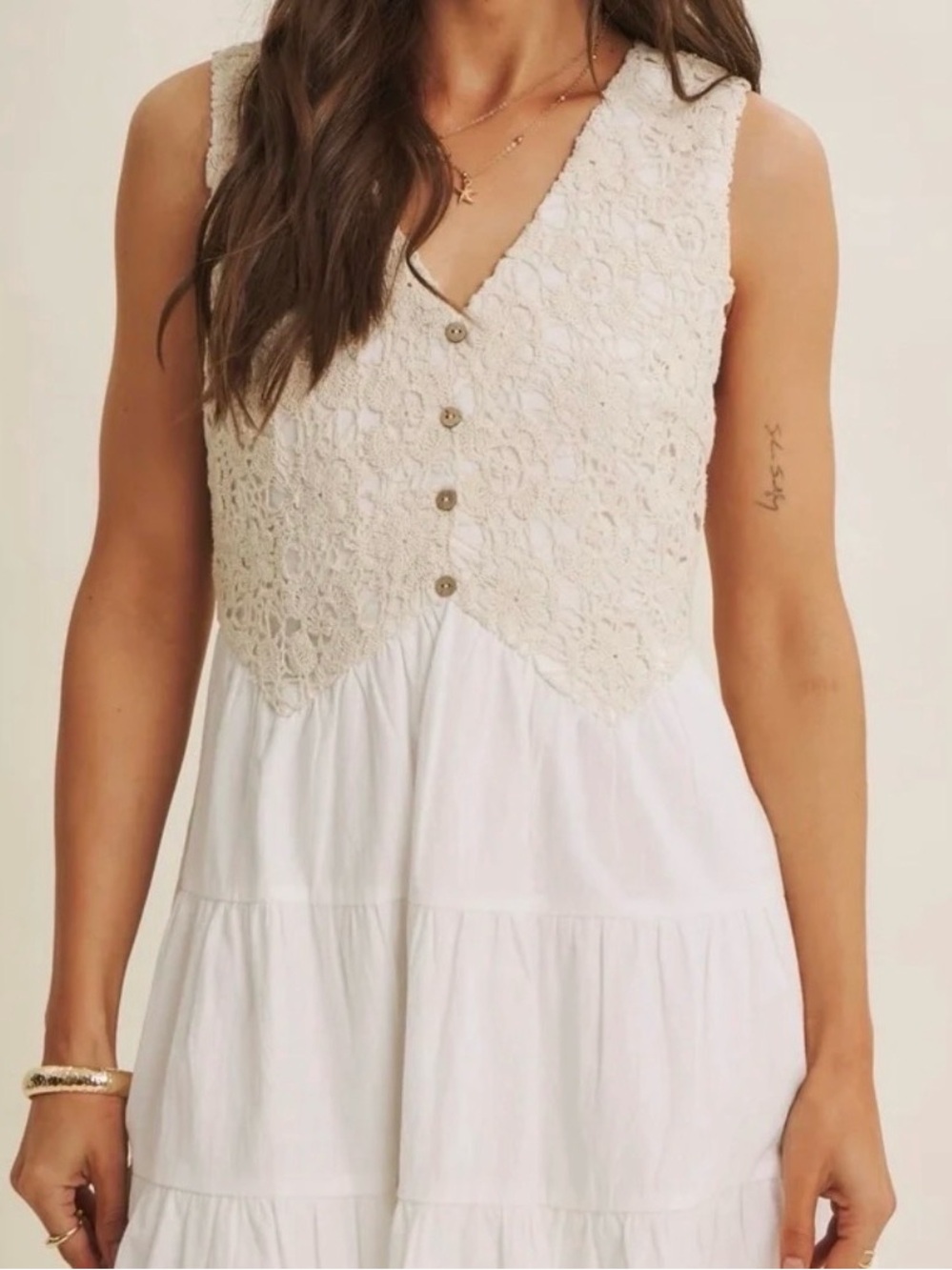 Crochet-Bodice Mini Dress